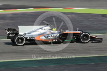 World © Octane Photographic Ltd. Sahara Force India VJM10 – Sergio Perez. Formula 1 winter test 1, Circuit de Barcelona-Catalunya. Monday 27th February 2017. Digital Ref :1780CB1D2684