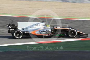 World © Octane Photographic Ltd. Sahara Force India VJM10 – Sergio Perez. Formula 1 winter test 1, Circuit de Barcelona-Catalunya. Monday 27th February 2017. Digital Ref :1780CB1D2690