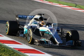 World © Octane Photographic Ltd. Formula 1 - Winter Test 1. Lewis Hamilton - Mercedes AMG Petronas F1 W08 EQ Energy+. Circuit de Barcelona-Catalunya. Monday 27th February 2017. Digital Ref :1780CB1D3420