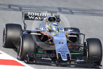 World © Octane Photographic Ltd. Sahara Force India VJM10 – Sergio Perez. Formula 1 winter test 1, Circuit de Barcelona-Catalunya. Monday 27th February 2017. Digital Ref :1780CB1D6582