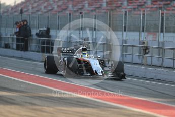 World © Octane Photographic Ltd. Formula 1 - Winter Test 1. Sergio Perez - Sahara Force India VJM10. Circuit de Barcelona-Catalunya. Monday 27th February 2017. Digital Ref : 1780LB1D8295