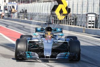 World © Octane Photographic Ltd. Formula 1 - Winter Test 1. Lewis Hamilton - Mercedes AMG Petronas F1 W08 EQ Energy+. Circuit de Barcelona-Catalunya. Monday 27th February 2017. Digital Ref : 1780LB1D8538