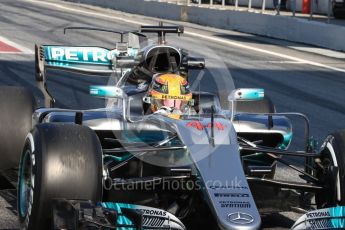 World © Octane Photographic Ltd. Formula 1 - Winter Test 1. Lewis Hamilton - Mercedes AMG Petronas F1 W08 EQ Energy+. Circuit de Barcelona-Catalunya. Monday 27th February 2017. Digital Ref : 1780LB1D8540
