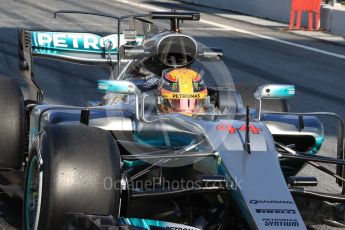 World © Octane Photographic Ltd. Formula 1 - Winter Test 1. Lewis Hamilton - Mercedes AMG Petronas F1 W08 EQ Energy+. Circuit de Barcelona-Catalunya. Monday 27th February 2017. Digital Ref : 1780LB1D8560