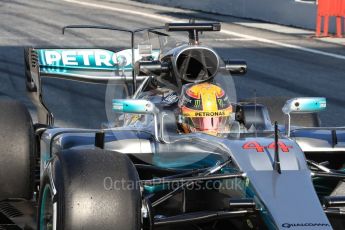 World © Octane Photographic Ltd. Formula 1 - Winter Test 1. Lewis Hamilton - Mercedes AMG Petronas F1 W08 EQ Energy+. Circuit de Barcelona-Catalunya. Monday 27th February 2017. Digital Ref : 1780LB1D8574