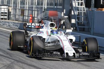 World © Octane Photographic Ltd. Formula 1 - Winter Test 1. Felipe Massa - Williams Martini Racing FW40. Circuit de Barcelona-Catalunya. Monday 27th February 2017. Digital Ref : 1780LB1D8610