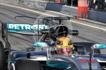 World © Octane Photographic Ltd. Formula 1 - Winter Test 1. Lewis Hamilton - Mercedes AMG Petronas F1 W08 EQ Energy+. Circuit de Barcelona-Catalunya. Monday 27th February 2017. Digital Ref : 1780LB1D8656