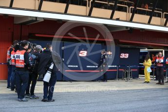 World © Octane Photographic Ltd. Formula 1 - Winter Test 1. Media wait for Daniel Ricciardo - Red Bull Racing RB13. Circuit de Barcelona-Catalunya. Monday 27th February 2017. Digital Ref : 1780LB5D7642