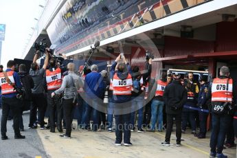 World © Octane Photographic Ltd. Formula 1 - Winter Test 1. Media wait for Daniel Ricciardo - Red Bull Racing RB13. Circuit de Barcelona-Catalunya. Monday 27th February 2017. Digital Ref : 1780LB5D7677