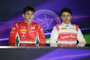 World © Octane Photographic Ltd. FIA Formula 2 (F2) - Qualifying conference. Charles Leclerc – Prema Racing and Nyck de Vries – Rapax. Circuit de Barcelona - Catalunya, Spain. Friday 12th May 2017. Digital Ref: 1813CB1L8730