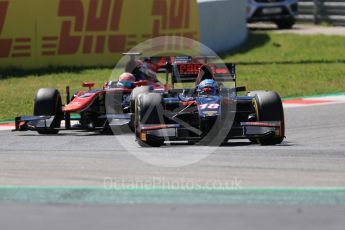 World © Octane Photographic Ltd. FIA Formula 2 (F2) - Qualifying. Nyck de Vries – Rapax and Nobuharu Matsushita – ART Grand Prix. Circuit de Barcelona - Catalunya, Spain. Friday 12th May 2017. Digital Ref:1813CB7D5054