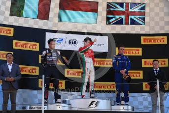 World © Octane Photographic Ltd. FIA Formula 2 (F2) - Race 1. Charles Leclerc – Prema Racing (1st), Luca Ghiotto – Russian Time (2nd) and Oliver Rowland – DAMS (3rd). Circuit de Barcelona - Catalunya, Spain. Friday 12th May 2017. Digital Ref:1819LB1D2431
