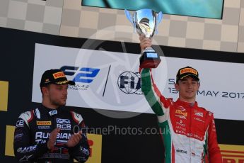 World © Octane Photographic Ltd. FIA Formula 2 (F2) - Race 1. Charles Leclerc – Prema Racing (1st) and Luca Ghiotto – Russian Time (2nd). Circuit de Barcelona - Catalunya, Spain. Friday 12th May 2017. Digital Ref:1819LB1D2448