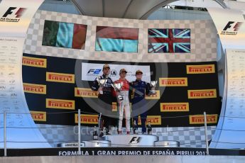 World © Octane Photographic Ltd. FIA Formula 2 (F2) - Race 1. Charles Leclerc – Prema Racing (1st), Luca Ghiotto – Russian Time (2nd) and Oliver Rowland – DAMS (3rd). Circuit de Barcelona - Catalunya, Spain. Friday 12th May 2017. Digital Ref:1819LB1D2502