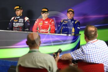 World © Octane Photographic Ltd. FIA Formula 2 (F2) - Race 1. Charles Leclerc – Prema Racing (1st), Luca Ghiotto – Russian Time (2nd) and Oliver Rowland – DAMS (3rd). Circuit de Barcelona - Catalunya, Spain. Friday 12th May 2017. Digital Ref:1819LB1D2542