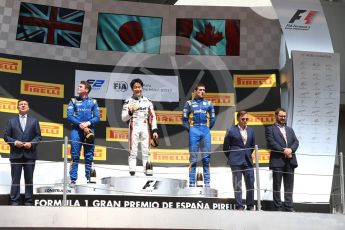 World © Octane Photographic Ltd. FIA Formula 2 (F2) - Race 2. Nobuharu Matsushita (1st) – ART Grand Prix with Oliver Rowland (2nd) and Nicolas Latifi (3rd) – DAMS . Circuit de Barcelona - Catalunya, Spain. Sunday 14th May 2017. Digital Ref:1822LB1D3320