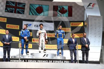 World © Octane Photographic Ltd. FIA Formula 2 (F2) - Race 2. Nobuharu Matsushita (1st) – ART Grand Prix with Oliver Rowland (2nd) and Nicolas Latifi (3rd) – DAMS . Circuit de Barcelona - Catalunya, Spain. Sunday 14th May 2017. Digital Ref:1822LB1D3320