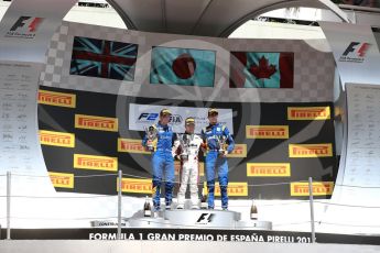World © Octane Photographic Ltd. FIA Formula 2 (F2) - Race 2. Nobuharu Matsushita (1st) – ART Grand Prix with Oliver Rowland (2nd) and Nicolas Latifi (3rd) – DAMS . Circuit de Barcelona - Catalunya, Spain. Sunday 14th May 2017. Digital Ref:1822LB1D3382
