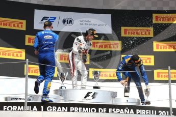 World © Octane Photographic Ltd. FIA Formula 2 (F2) - Race 2. Nobuharu Matsushita (1st) – ART Grand Prix with Oliver Rowland (2nd) and Nicolas Latifi (3rd) – DAMS . Circuit de Barcelona - Catalunya, Spain. Sunday 14th May 2017. Digital Ref:1822LB1D3401