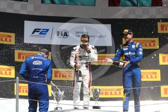 World © Octane Photographic Ltd. FIA Formula 2 (F2) - Race 2. Nobuharu Matsushita (1st) – ART Grand Prix with Oliver Rowland (2nd) and Nicolas Latifi (3rd) – DAMS . Circuit de Barcelona - Catalunya, Spain. Sunday 14th May 2017. Digital Ref:1822LB1D3423