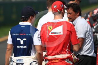 World © Octane Photographic Ltd. Formula 1 - Australian Grand Prix - Race. Sebastian Vettel - Scuderia Ferrari SF70H and Felipe Massa - Williams Martini Racing FW40. Albert Park Circuit. Sunday 26th March 2017. Digital Ref: 1800LB1D5173