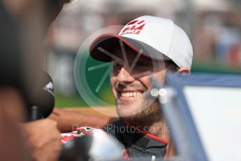 World © Octane Photographic Ltd. Formula 1 - Australian Grand Prix - Drivers Parade. Romain Grosjean - Haas F1 Team VF-17. Albert Park Circuit. Sunday 26th March 2017. Digital Ref: 1801LB1D5488