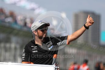 World © Octane Photographic Ltd. Formula 1 - Australian Grand Prix - Drivers Parade. Sergio Perez - Sahara Force India VJM10. Albert Park Circuit. Sunday 26th March 2017. Digital Ref: 1801LB1D5609