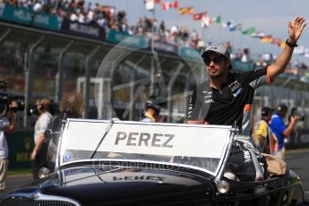 World © Octane Photographic Ltd. Formula 1 - Australian Grand Prix - Drivers Parade. Sergio Perez - Sahara Force India VJM10. Albert Park Circuit. Sunday 26th March 2017. Digital Ref: 1801LB1D5614