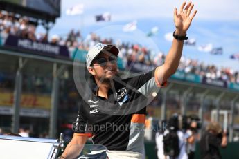 World © Octane Photographic Ltd. Formula 1 - Australian Grand Prix - Drivers Parade. Sergio Perez - Sahara Force India VJM10. Albert Park Circuit. Sunday 26th March 2017. Digital Ref: 1801LB1D5621