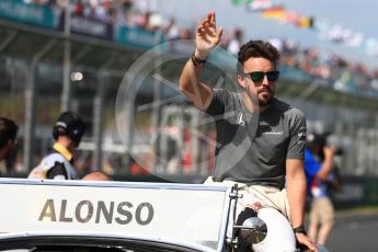 World © Octane Photographic Ltd. Formula 1 - Australian Grand Prix - Drivers Parade. Fernando Alonso - McLaren Honda MCL32. Albert Park Circuit. Sunday 26th March 2017. Digital Ref: 1801LB1D5646