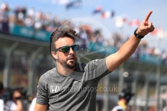 World © Octane Photographic Ltd. Formula 1 - Australian Grand Prix - Drivers Parade. Fernando Alonso - McLaren Honda MCL32. Albert Park Circuit. Sunday 26th March 2017. Digital Ref: 1801LB1D5654