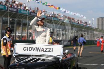 World © Octane Photographic Ltd. Formula 1 - Australian Grand Prix - Drivers Parade. Antonio Giovinazzi – Sauber F1 Team Reserve Driver. Albert Park Circuit. Sunday 26th March 2017. Digital Ref: 1801LB1D5701