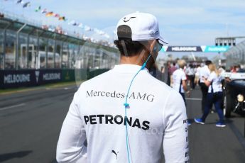 World © Octane Photographic Ltd. Formula 1 - Australian Grand Prix - Drivers Parade. Lewis Hamilton - Mercedes AMG Petronas F1 W08 EQ Energy+. Albert Park Circuit. Sunday 26th March 2017. Digital Ref: 1801LB2D5385