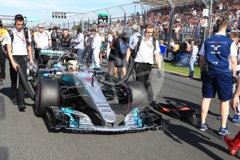 World © Octane Photographic Ltd. Formula 1 - Australian Grand Prix - Grid. Lewis Hamilton - Mercedes AMG Petronas F1 W08 EQ Energy+. Albert Park Circuit. Sunday 26th March 2017. Digital Ref: 1801LB2D5542