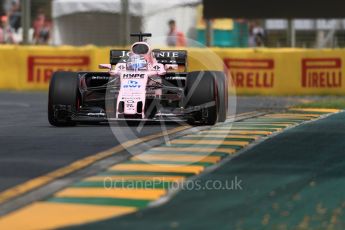 World © Octane Photographic Ltd. Formula 1 - Australian Grand Prix - Practice 1. Sergio Perez - Sahara Force India VJM10. Albert Park Circuit. Friday 24th March 2017. Digital Ref: 1793LB1D1250