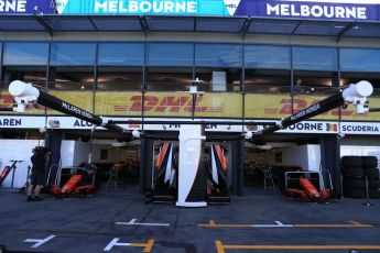 World © Octane Photographic Ltd. Formula 1 - Australian Grand Prix - Pit Lane. McLaren Honda. Albert Park Circuit. Friday 24th March 2017. Digital Ref: 1792LB2D4096
