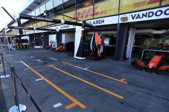 World © Octane Photographic Ltd. Formula 1 - Australian Grand Prix - Pit Lane. McLaren Honda. Albert Park Circuit. Friday 24th March 2017. Digital Ref: 1792LB2D4107