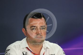 World © Octane Photographic Ltd. Formula 1 - Australian Grand Prix - FIA Team Press Conference. Eric Boullier - Racing Director of McLaren Honda. Albert Park Circuit. Friday 24th March 2017. Digital Ref: 1795LB1D2842