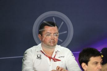 World © Octane Photographic Ltd. Formula 1 - Australian Grand Prix - FIA Team Press Conference. Eric Boullier - Racing Director of McLaren Honda. Albert Park Circuit. Friday 24th March 2017. Digital Ref: 1795LB1D2974