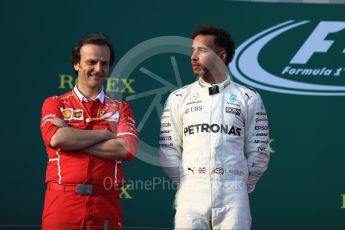 World © Octane Photographic Ltd. Formula 1 - Australian Grand Prix - Podium. Lewis Hamilton - Mercedes AMG Petronas F1 W08 EQ Energy+. Albert Park Circuit. Sunday 26th March 2017. Digital Ref: 1803LB1D7407