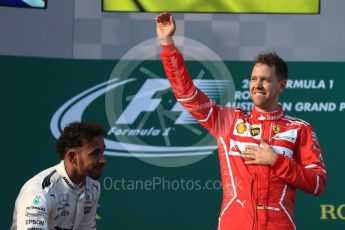 World © Octane Photographic Ltd. Formula 1 - Australian Grand Prix - Podium. Sebastian Vettel - Scuderia Ferrari SF70H. Albert Park Circuit. Sunday 26th March 2017. Digital Ref: 1803LB1D7453