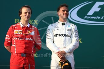 World © Octane Photographic Ltd. Formula 1 - Australian Grand Prix - Podium. Lewis Hamilton - Mercedes AMG Petronas F1 W08 EQ Energy+. Albert Park Circuit. Sunday 26th March 2017. Digital Ref: 1803LB1D7495