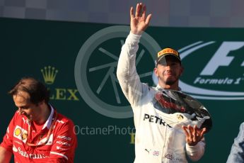 World © Octane Photographic Ltd. Formula 1 - Australian Grand Prix - Podium. Lewis Hamilton - Mercedes AMG Petronas F1 W08 EQ Energy+. Albert Park Circuit. Sunday 26th March 2017. Digital Ref: 1803LB1D7585