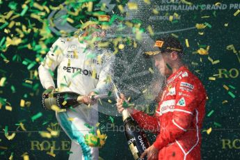 World © Octane Photographic Ltd. Formula 1 - Australian Grand Prix - Podium. Sebastian Vettel - Scuderia Ferrari SF70H. Albert Park Circuit. Sunday 26th March 2017. Digital Ref: 1803LB1D7672
