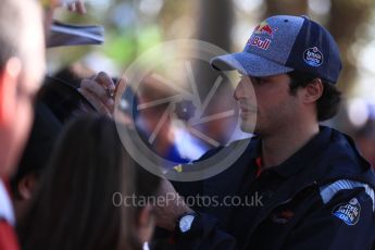 World © Octane Photographic Ltd. Formula 1 - Australian Grand Prix - Melbourne Walk. Carlos Sainz - Scuderia Toro Rosso STR12. Albert Park Circuit. Saturday 25th March 2017. Digital Ref: 1796LB1D3061