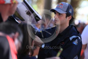 World © Octane Photographic Ltd. Formula 1 - Australian Grand Prix - Melbourne Walk. Carlos Sainz - Scuderia Toro Rosso STR12. Albert Park Circuit. Saturday 25th March 2017. Digital Ref: 1796LB1D3064