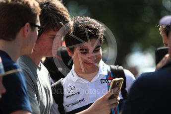 World © Octane Photographic Ltd. Formula 1 - Australian Grand Prix - Melbourne Walk. Lance Stroll - Williams Martini Racing FW40. Albert Park Circuit. Saturday 25th March 2017. Digital Ref: 1796LB1D3246