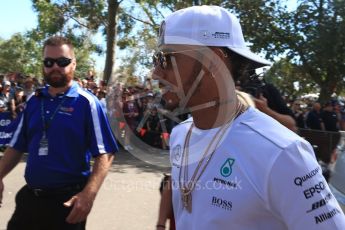 World © Octane Photographic Ltd. Formula 1 - Australian Grand Prix - Melbourne Walk. Lewis Hamilton - Mercedes AMG Petronas F1 W08 EQ Energy+. Albert Park Circuit. Saturday 25th March 2017. Digital Ref: 1796LB2D4948