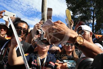 World © Octane Photographic Ltd. Formula 1 - Australian Grand Prix - Melbourne Walk. Lewis Hamilton - Mercedes AMG Petronas F1 W08 EQ Energy+. Albert Park Circuit. Saturday 25th March 2017. Digital Ref: 1796LB2D4982