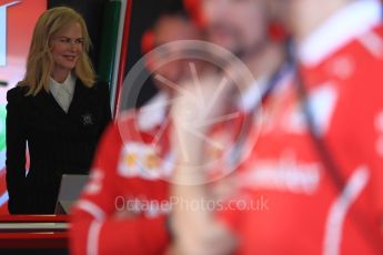 World © Octane Photographic Ltd. Formula 1 - Australian Grand Prix - Practice 3. Nicole Kidman in the Scuderia Ferrari garage. Albert Park Circuit. Saturday 25th March 2017. Digital Ref: 1797LB1D3787